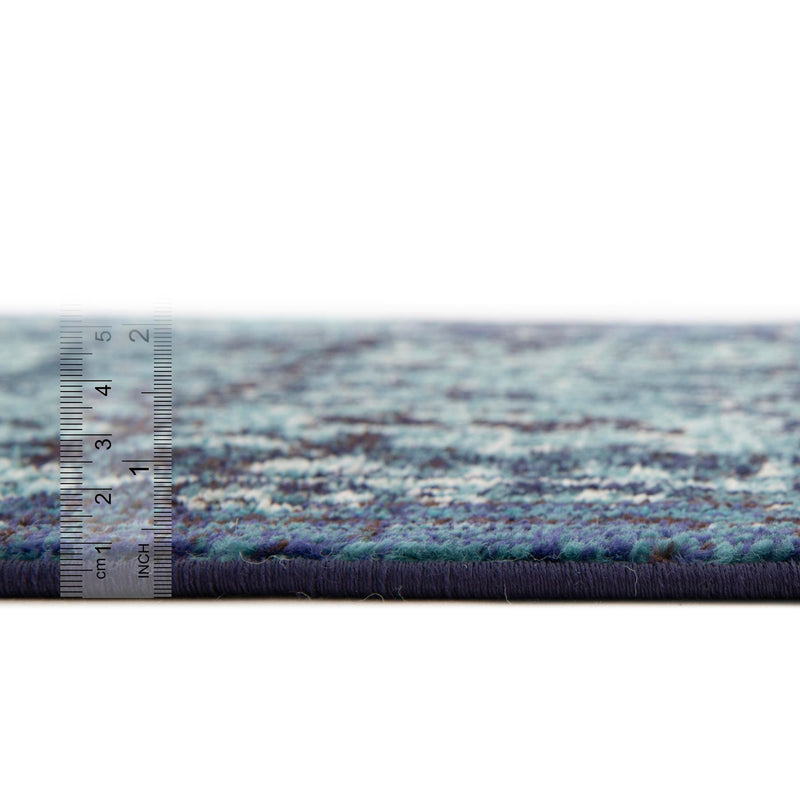 Chateau Elegance Collection Area Rug -  Louvre Round Blue  lifestyle 72
