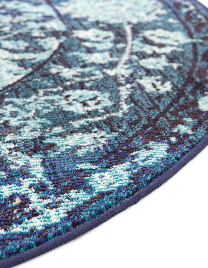Chateau Elegance Collection Area Rug -  Louvre Round Blue  lifestyle 78