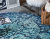 Chateau Elegance Collection Area Rug -  Louvre Round Blue  lifestyle 66