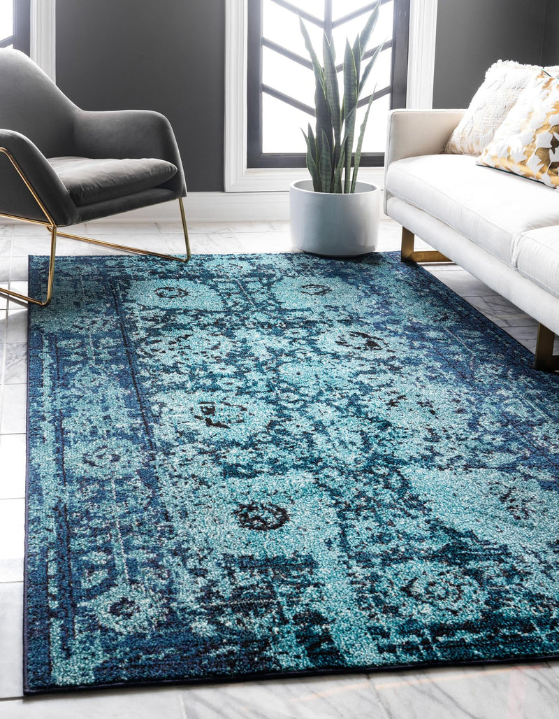 Chateau Elegance Collection Area Rug -  Louvre Rectangular Blue  lifestyle 36