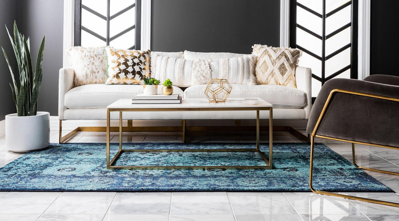 Chateau Elegance Collection Area Rug -  Louvre Rectangular Blue  lifestyle 46