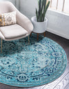 Chateau Elegance Collection Area Rug -  Louvre Round Light Blue  lifestyle 39