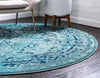 Chateau Elegance Collection Area Rug -  Louvre Round Light Blue  lifestyle 44