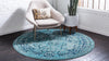 Chateau Elegance Collection Area Rug -  Louvre Round Light Blue  lifestyle 49