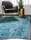 Chateau Elegance Collection Area Rug -  Louvre Rectangle Light Blue  lifestyle 5