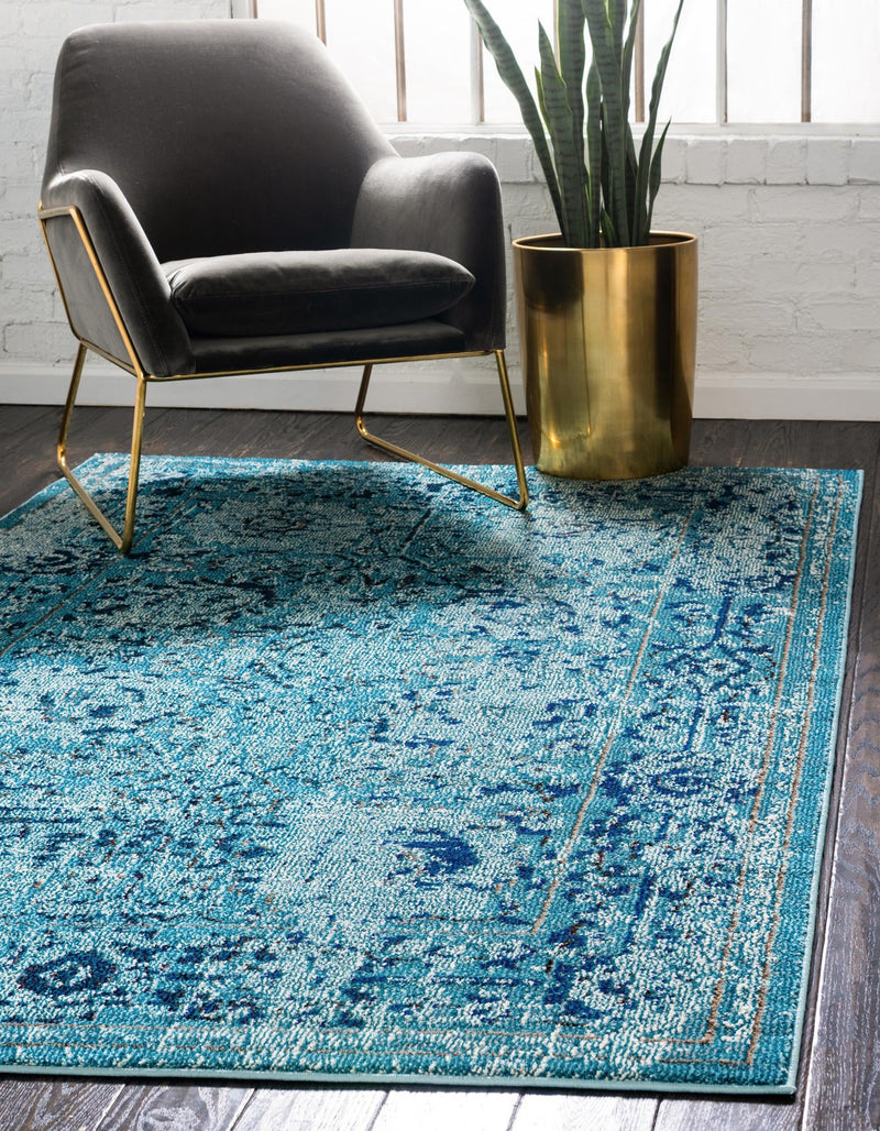 Chateau Elegance Collection Area Rug -  Louvre Rectangle Light Blue  lifestyle 5