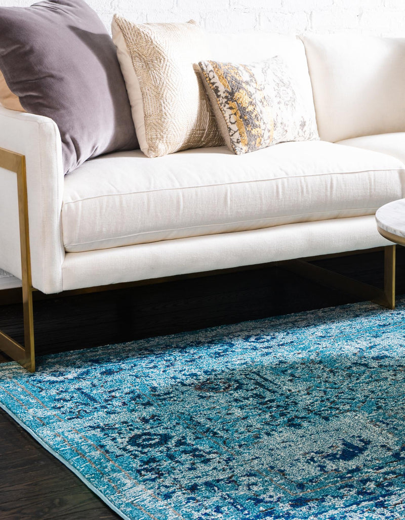 Chateau Elegance Collection Area Rug -  Louvre Rectangle Light Blue  lifestyle 7