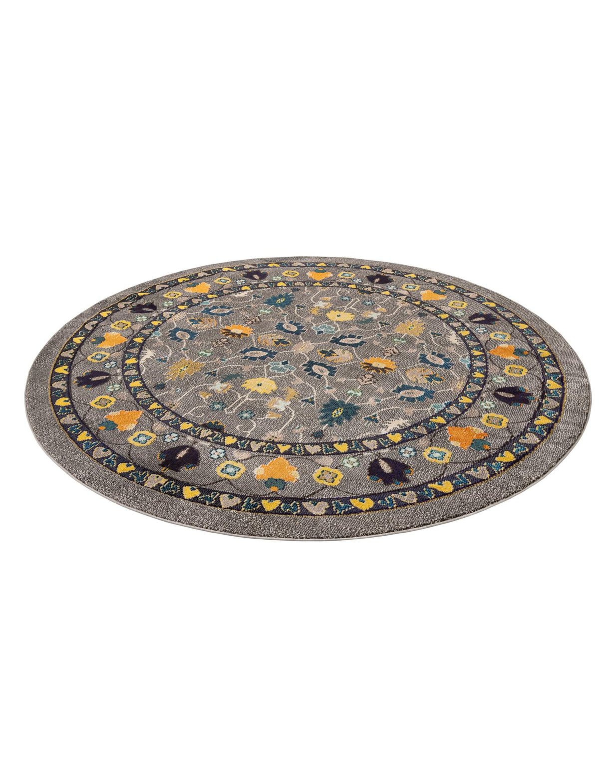 Chateau Elegance Collection Area Rug -  Luxembourg Round Gray  lifestyle 26