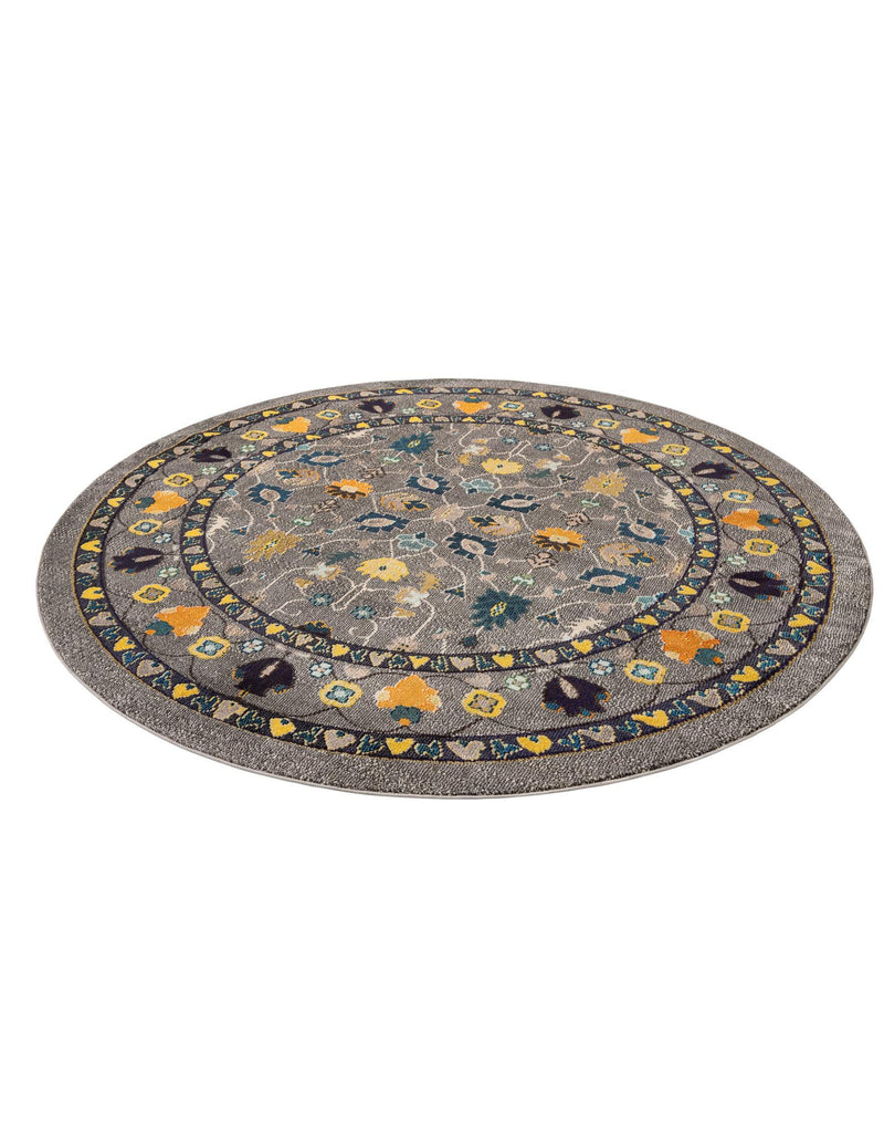 Chateau Elegance Collection Area Rug -  Luxembourg Round Gray  lifestyle 26