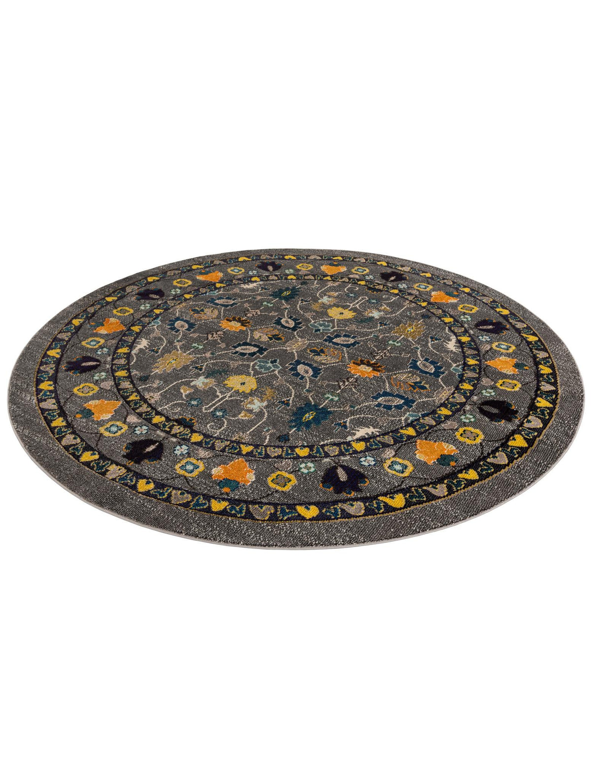 Chateau Elegance Collection Area Rug -  Luxembourg Round Gray  lifestyle 27