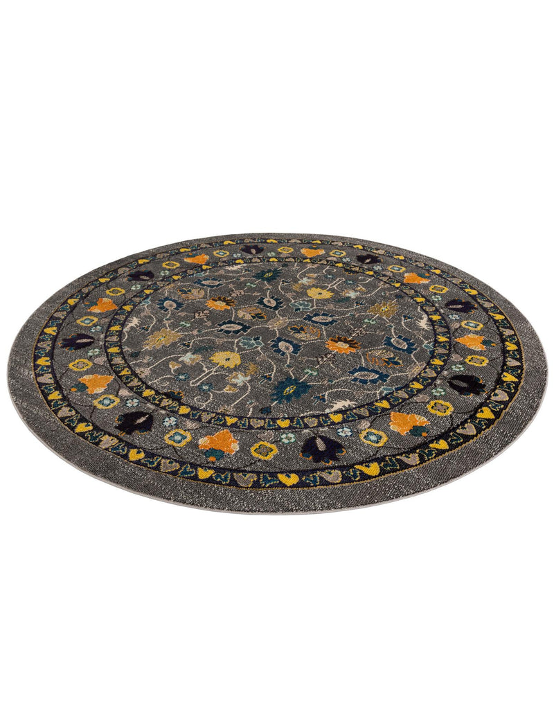 Chateau Elegance Collection Area Rug -  Luxembourg Round Gray  lifestyle 27