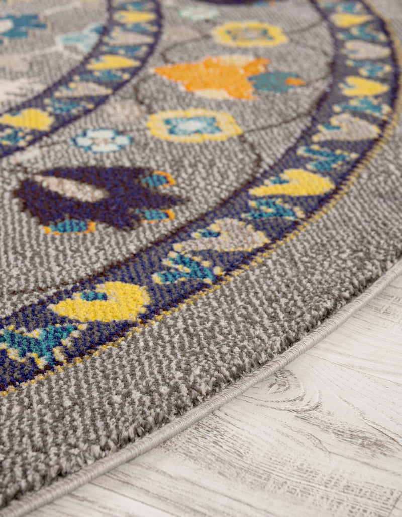 Chateau Elegance Collection Area Rug -  Luxembourg Round Gray  lifestyle 29