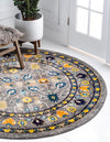 Chateau Elegance Collection Area Rug -  Luxembourg Round Gray  lifestyle 20