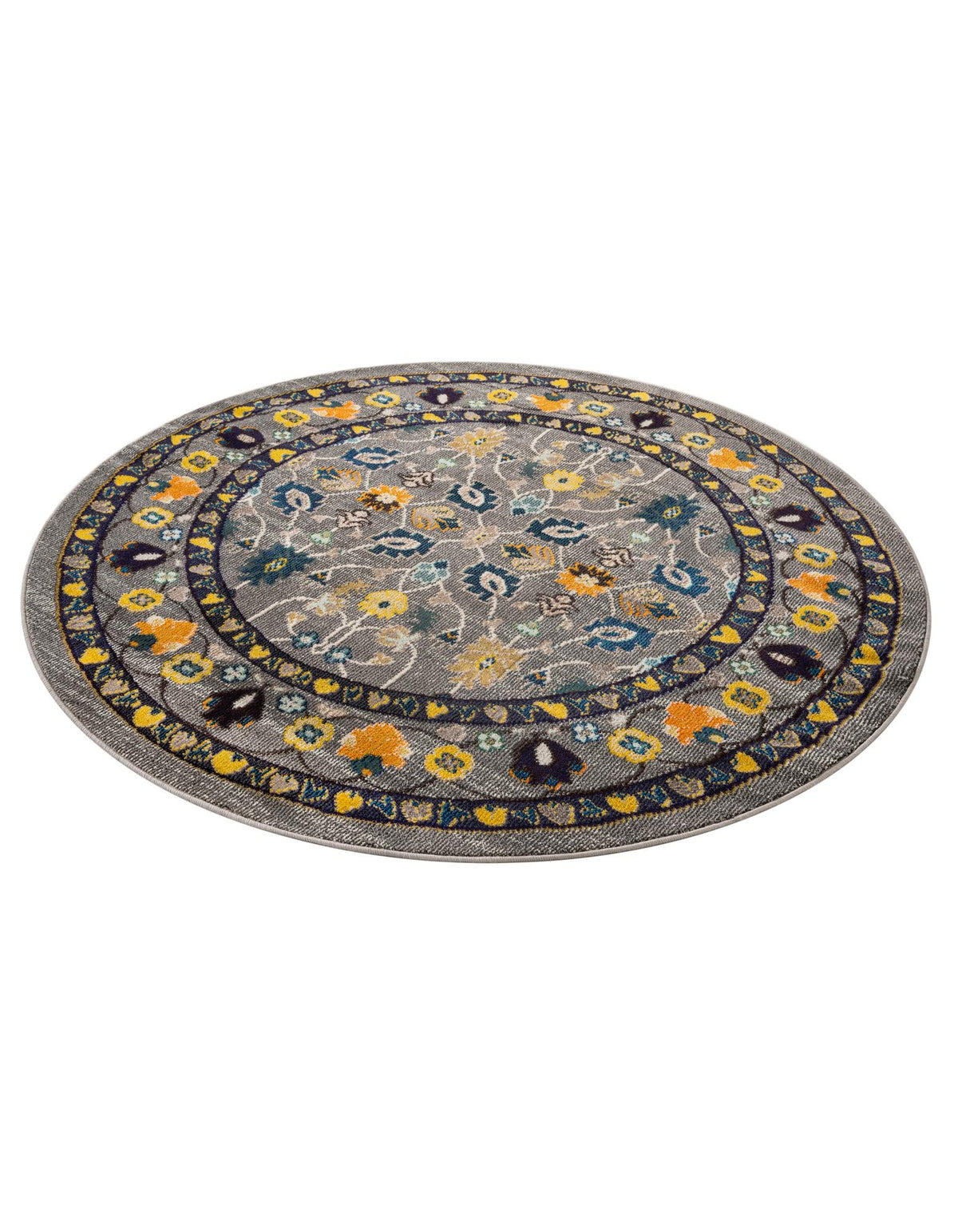 Chateau Elegance Collection Area Rug -  Luxembourg Round Gray  lifestyle 31
