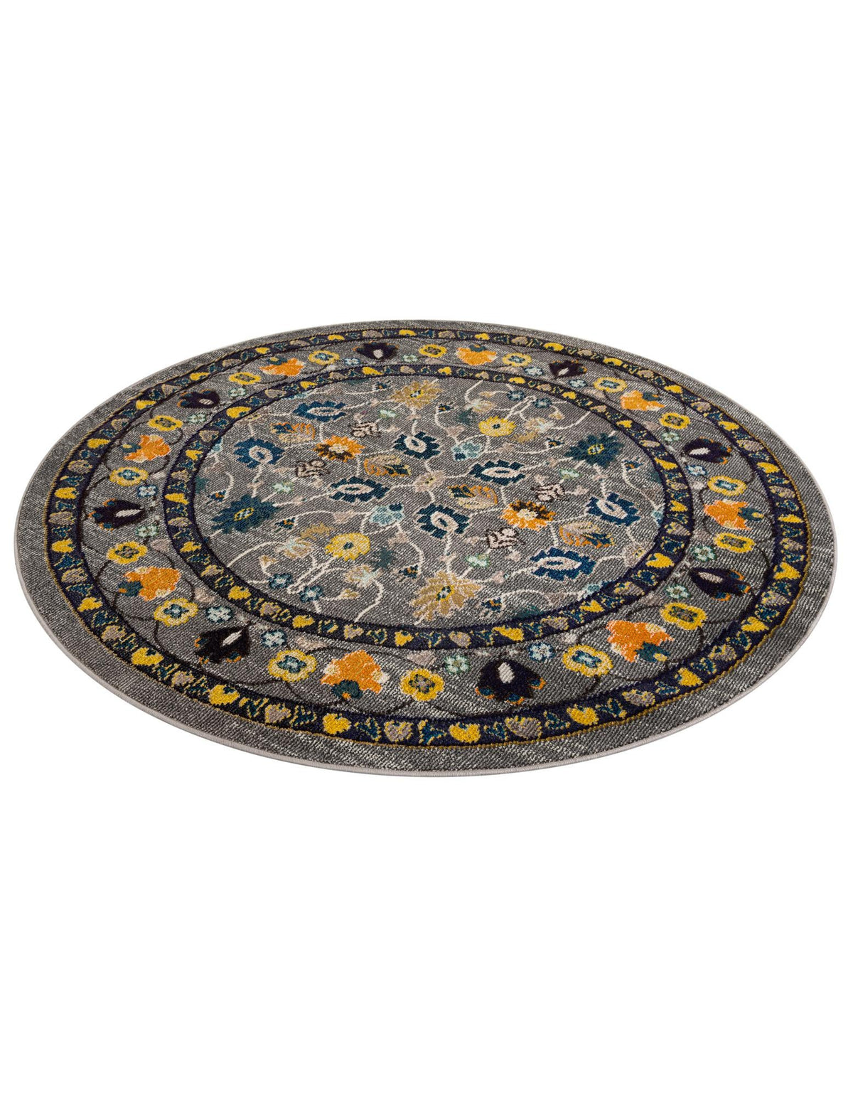 Chateau Elegance Collection Area Rug -  Luxembourg Round Gray  lifestyle 32