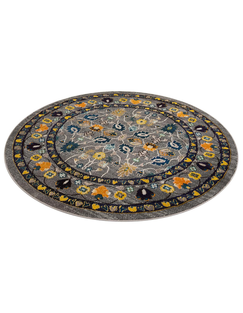 Chateau Elegance Collection Area Rug -  Luxembourg Round Gray  lifestyle 32