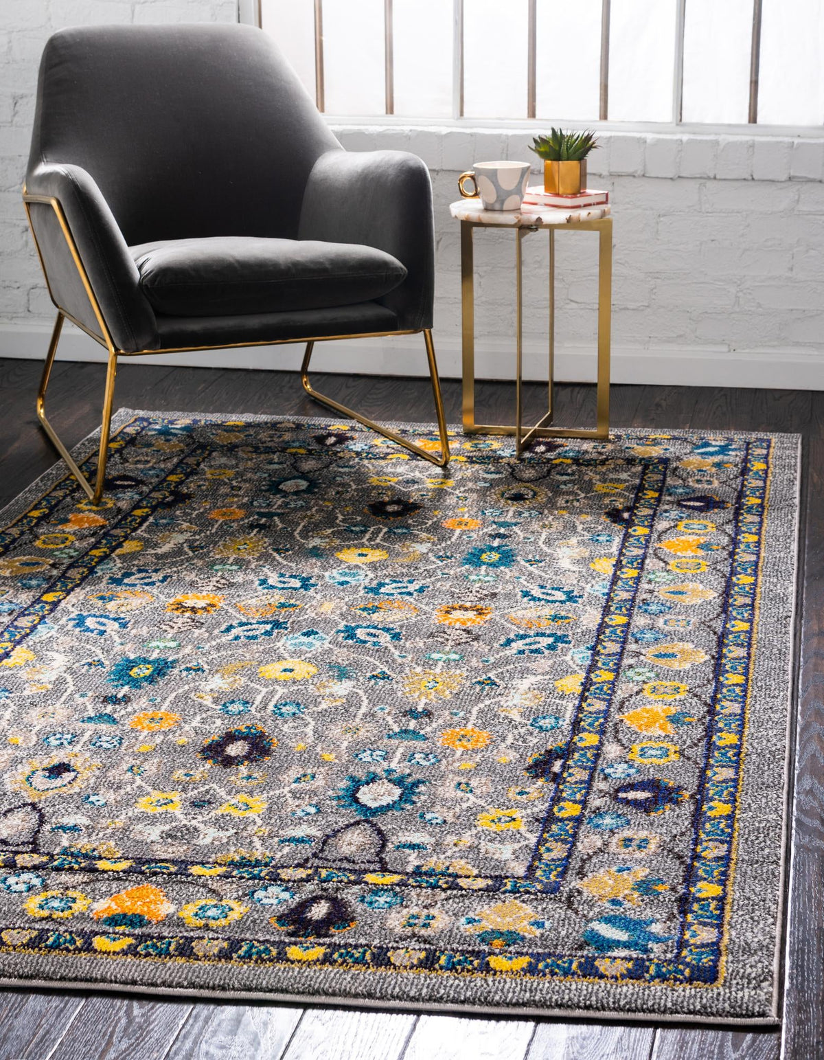 Chateau Elegance Collection Area Rug -  Luxembourg Rectangle Gray  lifestyle 2