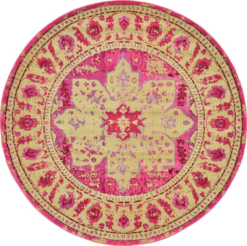 Chateau Elegance Collection Area Rug -  Tuileries Round Pink  lifestyle 42