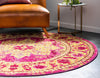 Chateau Elegance Collection Area Rug -  Tuileries Round Pink  lifestyle 63