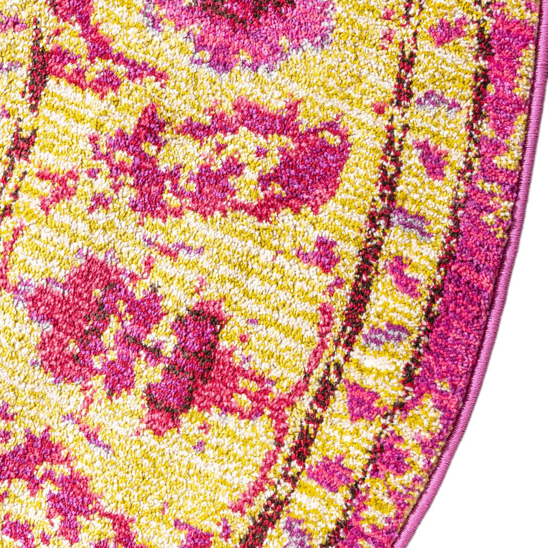 Chateau Elegance Collection Area Rug -  Tuileries Round Pink  lifestyle 83