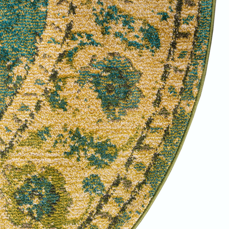 Chateau Elegance Collection Area Rug -  Tuileries Round Green  lifestyle 84