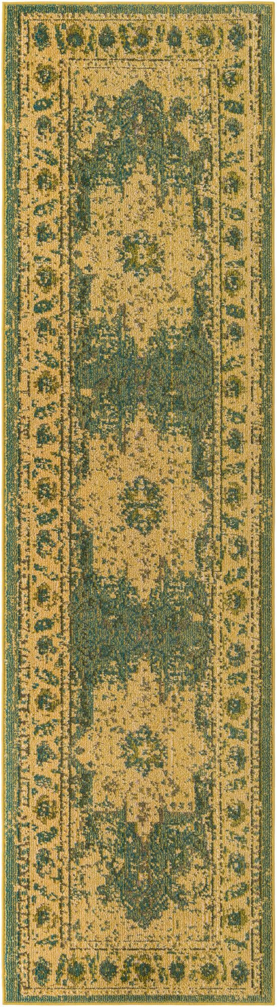 Chateau Elegance Collection Area Rug -  Tuileries Runner Green  lifestyle 46