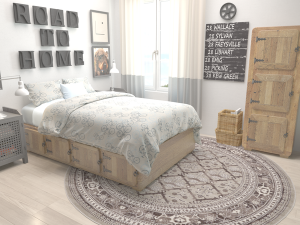 Horizon Collection Area Rug -  Aurora Round Light Brown  lifestyle 42