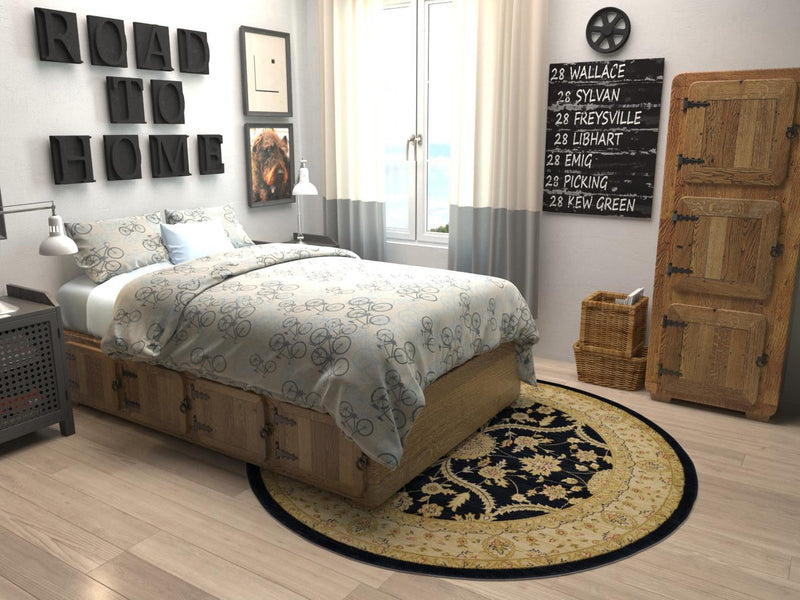 Chelsea Elegance Collection Area Rug -  Stockwell Round Black  lifestyle 97