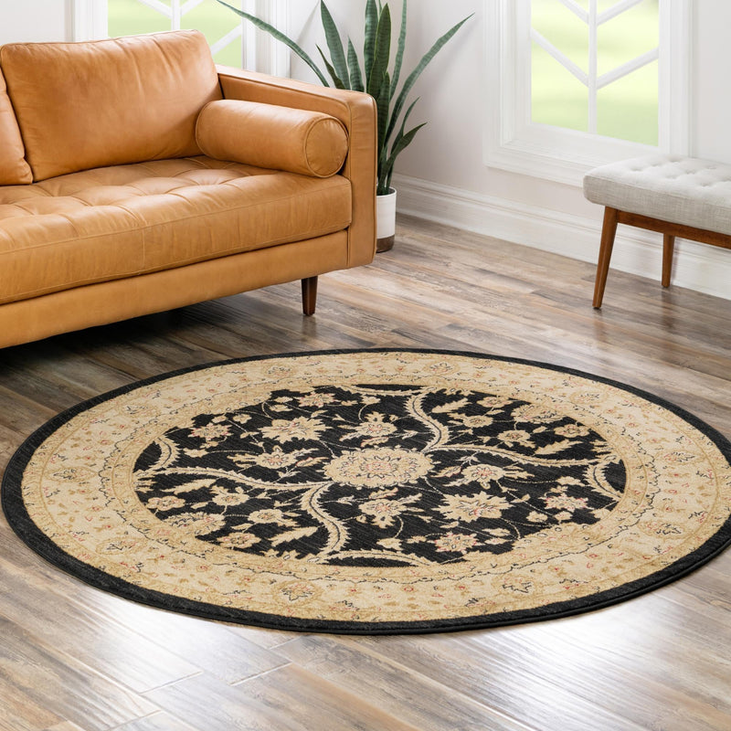 Chelsea Elegance Collection Area Rug -  Stockwell Round Black  lifestyle 154