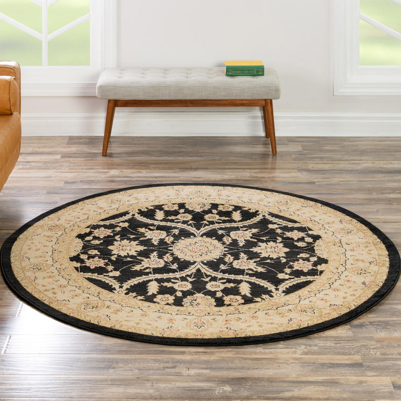 Chelsea Elegance Collection Area Rug -  Stockwell Round Black  lifestyle 158