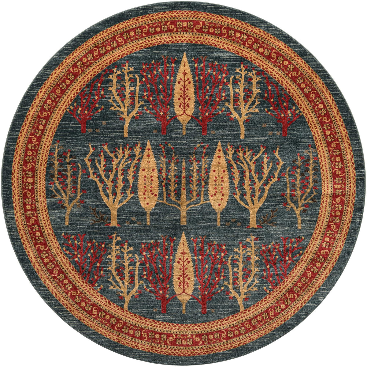 Zagros Oasis Collection Area Rug -  Ilam Round Blue  lifestyle 30