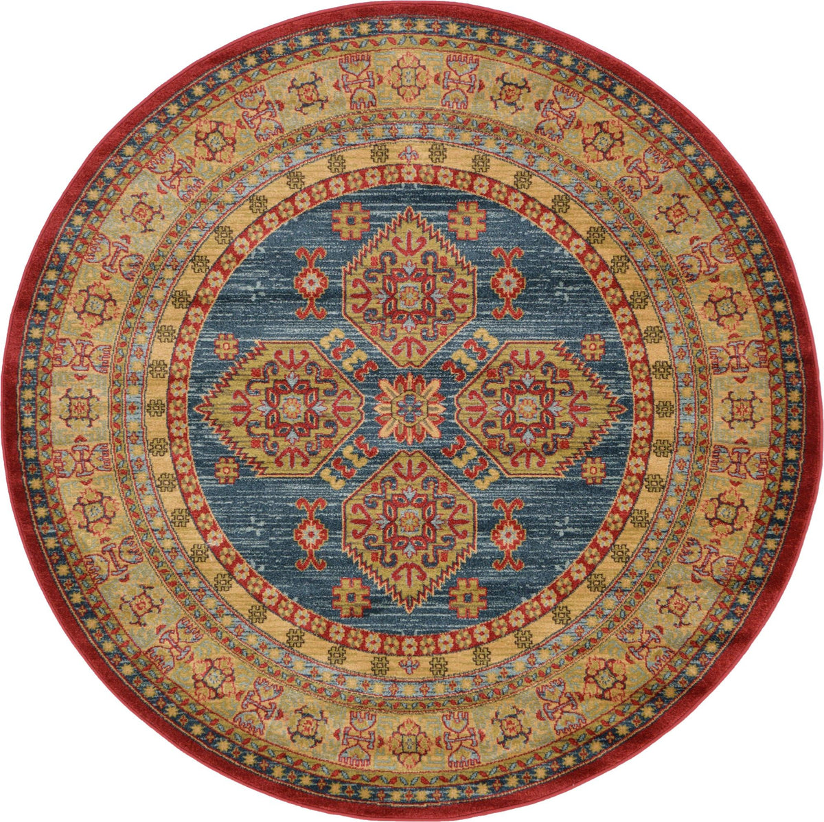 Persian Elegance Collection Area Rug -  Fars Round Navy Blue  lifestyle 11