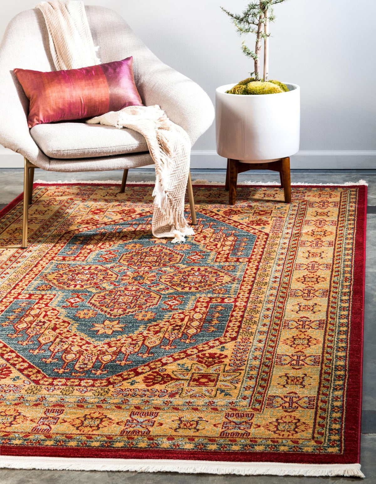 Persian Elegance Collection Area Rug -  Fars Rectangle Navy Blue  lifestyle 2