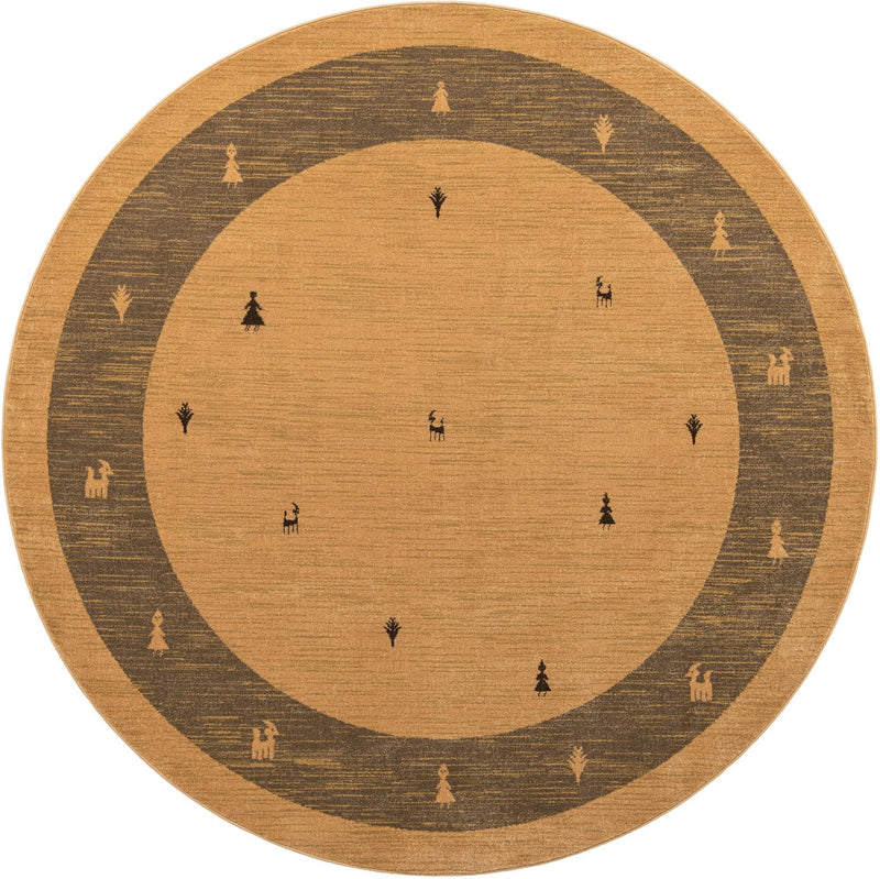 Zagros Oasis Collection Area Rug -  Tuyserkan Round Tan  lifestyle 17