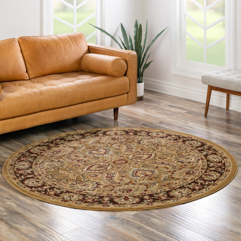 Jaipur Elegance Collection Area Rug -  Gaitore Round Tan  lifestyle 101
