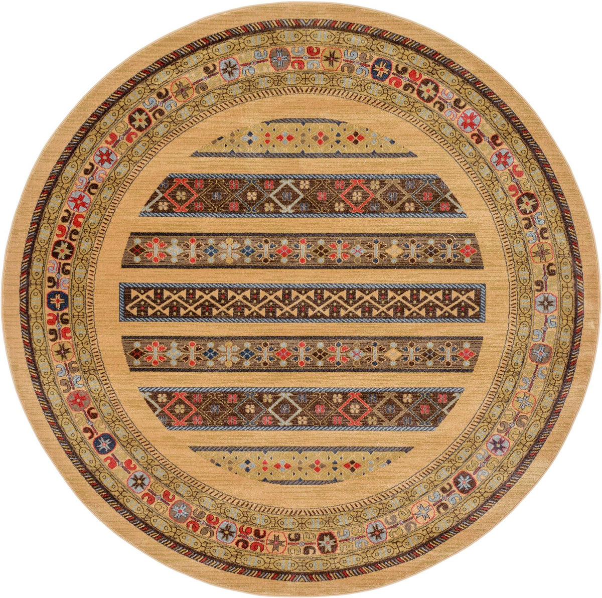 Zagros Oasis Collection Area Rug -  Khorramabad Round Tan  lifestyle 89
