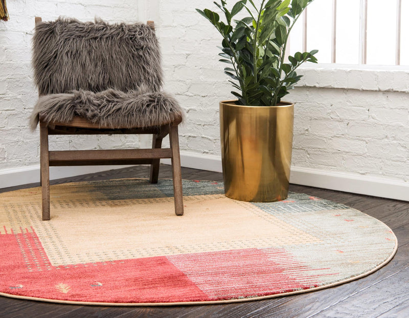 Zagros Oasis Collection Area Rug -  Darrehshahr Round Tan  lifestyle 19
