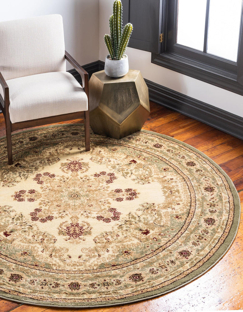 Versailles Elegance Collection Area Rug - Trianon Round Cream  lifestyle 35