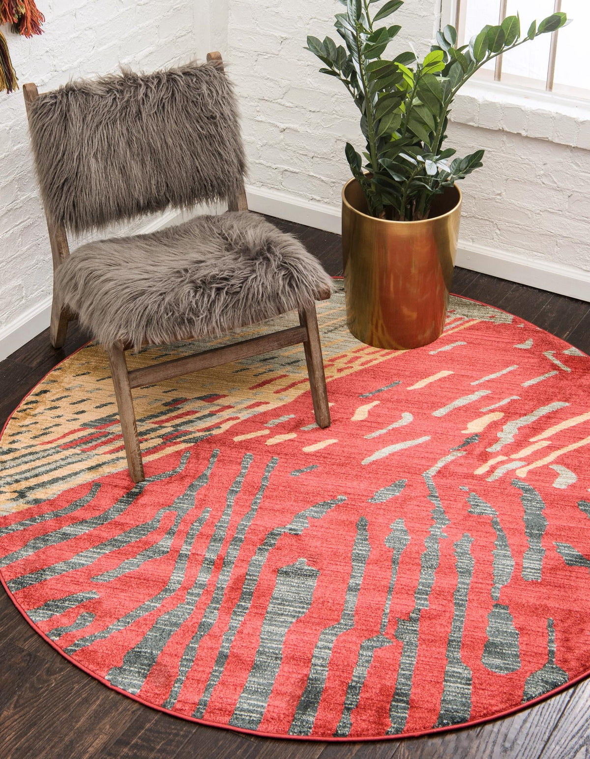 Zagros Oasis Collection Area Rug -  Ravansar Round Red  lifestyle 14
