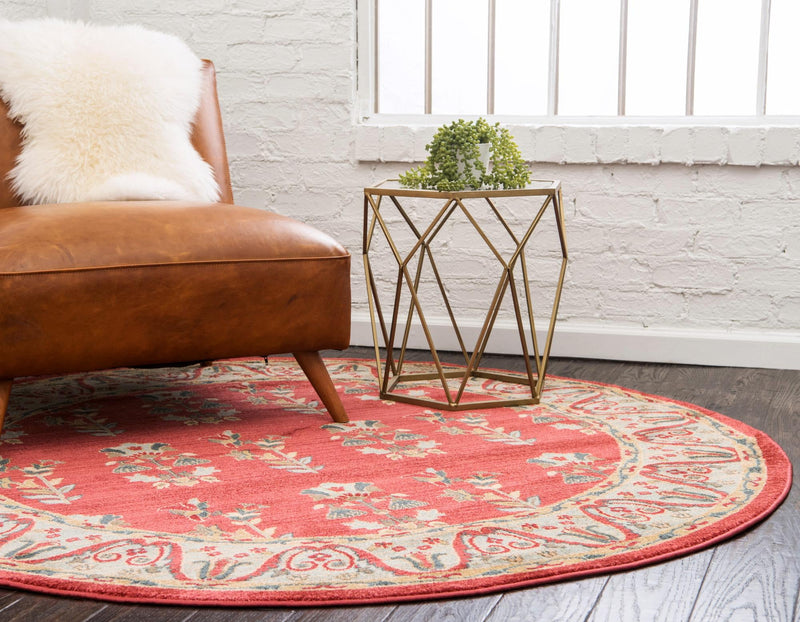 Zagros Oasis Collection Area Rug -  Javanrud Round Red  lifestyle 19
