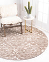 Venetian Tapestry Collection Area Rug -  Cannaregio Round Light Brown  lifestyle 36