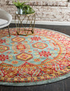 Persian Elegance Collection Area Rug -  Nain Round Light Blue  lifestyle 16