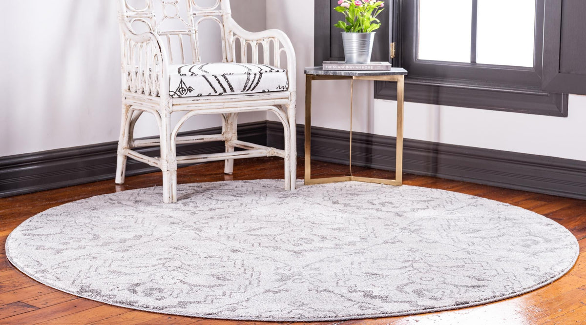 Venetian Tapestry Collection Area Rug -  Cannaregio Round Ivory  lifestyle 42