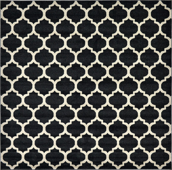 Lattice Gardens Collection Area Rug -  Bloomfield (Black) Square Black  lifestyle 16