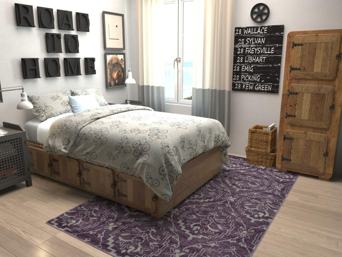 Venetian Tapestry Collection Area Rug -  Cannaregio Rectangle Purple  lifestyle 9