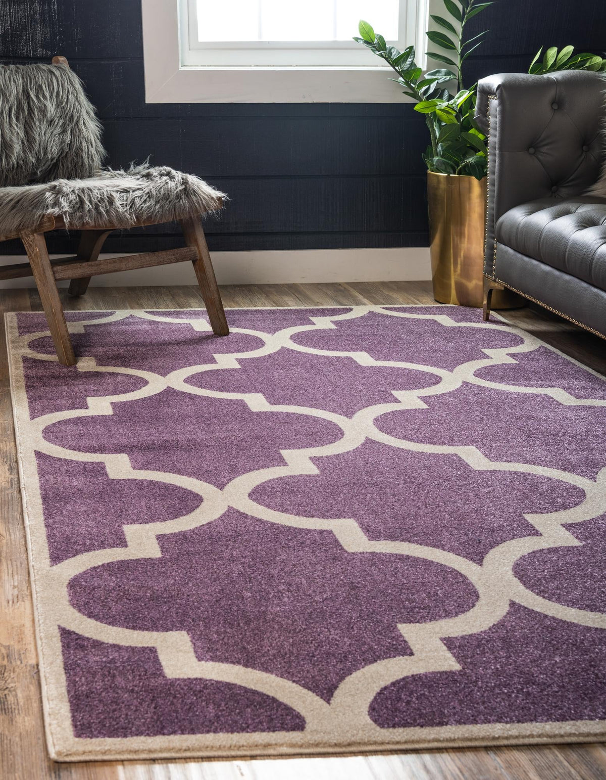 Lattice Gardens Collection Area Rug -  Espaliera Rectangle Purple  lifestyle 8