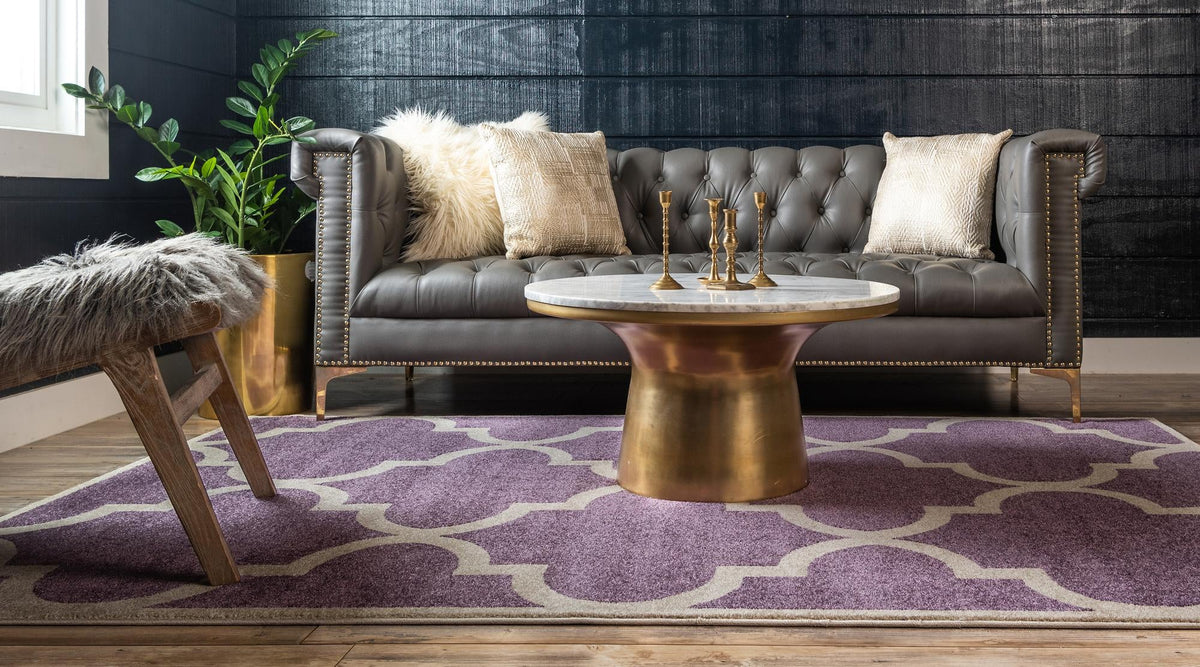 Lattice Gardens Collection Area Rug -  Espaliera Rectangle Purple  lifestyle 16