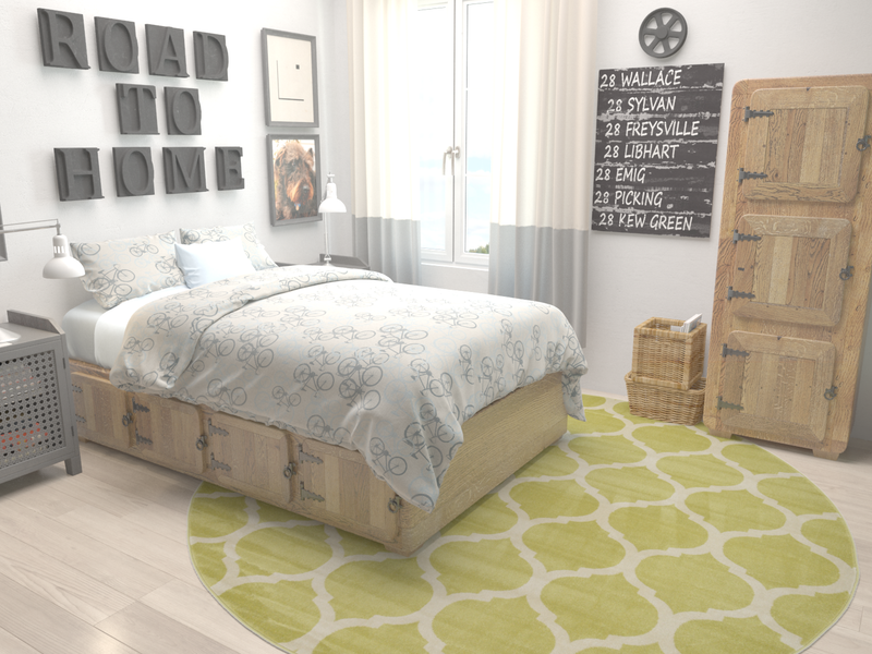 Lattice Gardens Collection Area Rug -  Bloomfield (Olive) Round Olive  lifestyle 16