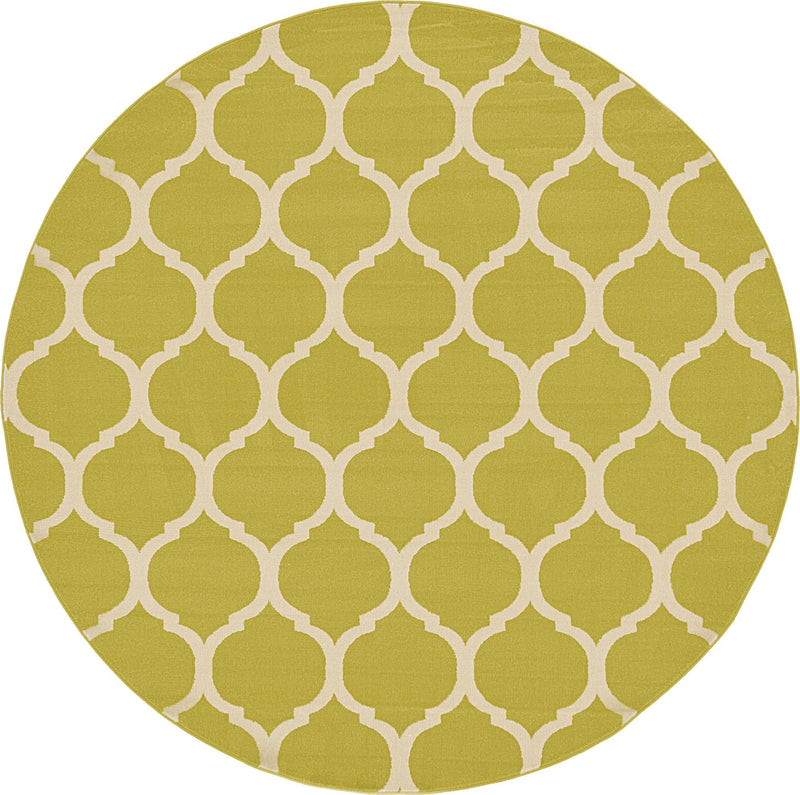 Lattice Gardens Collection Area Rug -  Bloomfield (Olive) Round Olive  lifestyle 13