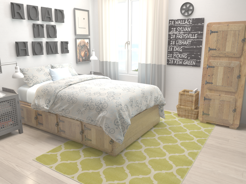Lattice Gardens Collection Area Rug -  Bloomfield (Olive) Rectangle Olive  lifestyle 3